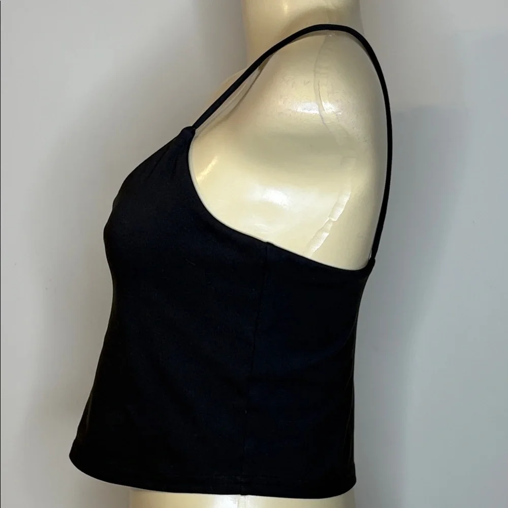 ETHOS Black Spaghetti Strap Crop Top Shelf Bra Size M - Picture 5 of 6
